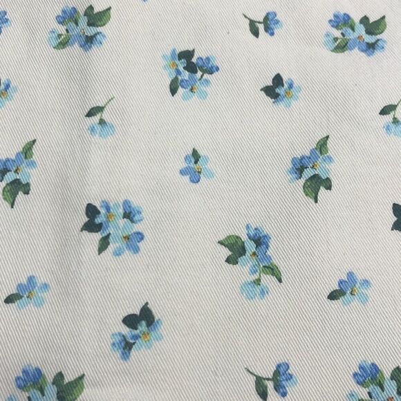 Revolve Weworewhat Ivory Blue Floral Cut Out Belted Mini Denim Skirt Large NWT - Picture 5 of 15